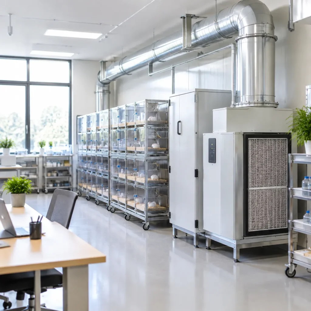 Lab animal room exhaust treatment