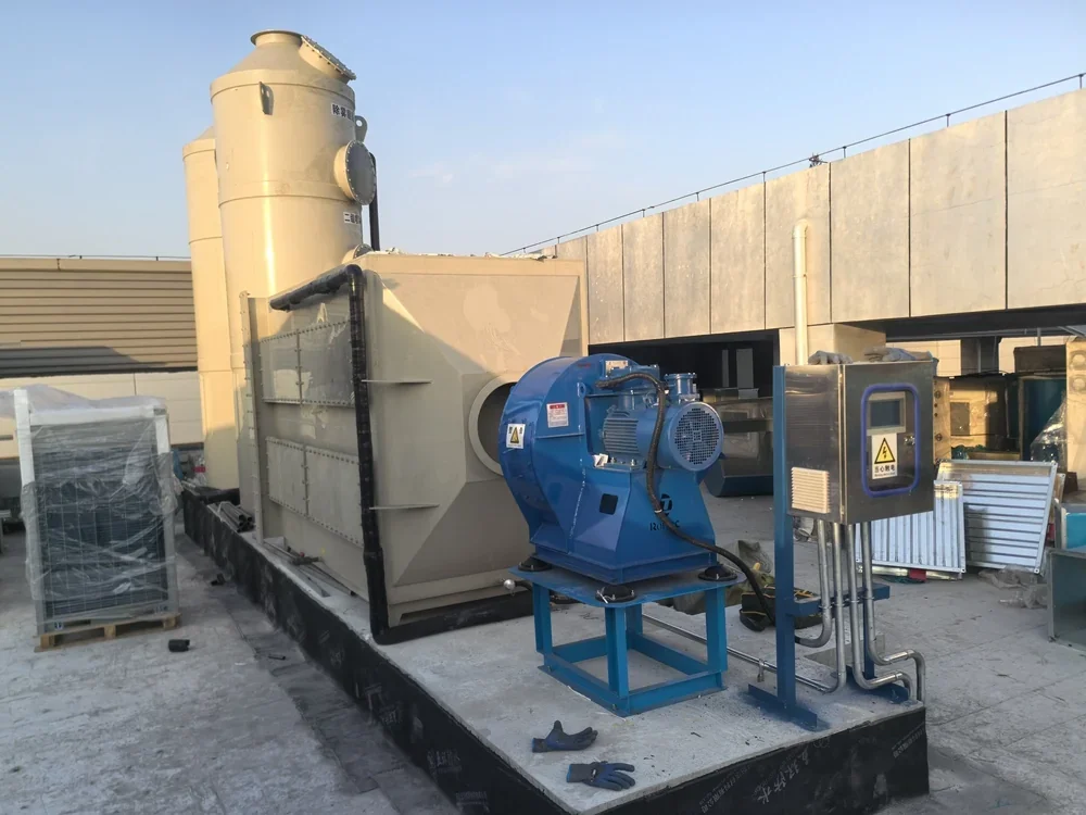 Spray tower system at biomedical research institute animal facility