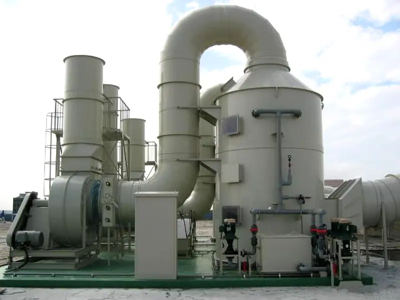 Wet scrubber tower installation